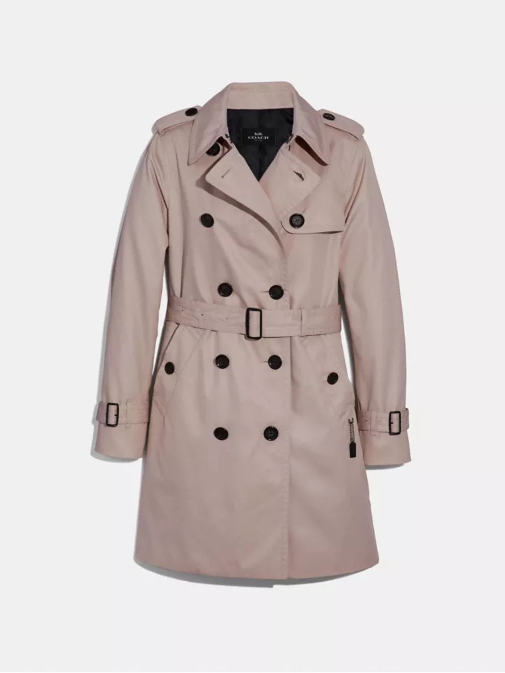 COACH Classic Women's Double-Breasted Trench Coat - Light Beige/Pastel Like New